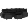 Image de vidaXL - 7-delige - Loungeset - met - kussens - poly - rattan - zwart