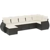 Image de vidaXL - 7-delige - Loungeset - met - kussens - poly - rattan - zwart