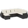 Image de vidaXL - 7-delige - Loungeset - met - kussens - poly - rattan - zwart