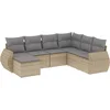 Image de vidaXL - 7-delige - Loungeset - met - kussens - poly - rattan - beige
