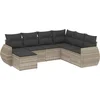 Image de vidaXL - 7-delige - Loungeset - met - kussens - poly - rattan - lichtgrijs