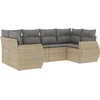 Image de vidaXL - 6-delige - Loungeset - met - kussens - poly - rattan - beige