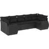 Image de vidaXL - 7-delige - Loungeset - met - kussens - poly - rattan - zwart