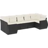 Image de vidaXL - 7-delige - Loungeset - met - kussens - poly - rattan - zwart