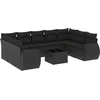 Image de vidaXL - 10-delige - Loungeset - met - kussens - poly - rattan - zwart