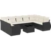 Image de vidaXL - 10-delige - Loungeset - met - kussens - poly - rattan - zwart