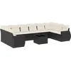 Image de vidaXL - 11-delige - Loungeset - met - kussens - poly - rattan - zwart