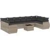 Image de vidaXL - 11-delige - Loungeset - met - kussens - poly - rattan - lichtgrijs