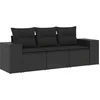 Image de vidaXL - 3-delige - Loungeset - met - kussens - poly - rattan - zwart