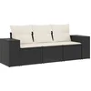 Image de vidaXL - 3-delige - Loungeset - met - kussens - poly - rattan - zwart