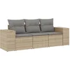 Image de vidaXL - 3-delige - Loungeset - met - kussens - poly - rattan - beige