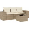 Image de vidaXL - 4-delige - Loungeset - met - kussens - poly - rattan - beige