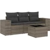 Image de vidaXL - 4-delige - Loungeset - met - kussens - poly - rattan - grijs