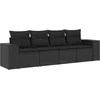 Image de vidaXL - 4-delige - Loungeset - met - kussens - poly - rattan - zwart