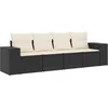 Image de vidaXL - 4-delige - Loungeset - met - kussens - poly - rattan - zwart