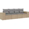 Image de vidaXL - 4-delige - Loungeset - met - kussens - poly - rattan - beige