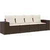Image de vidaXL - 4-delige - Loungeset - met - kussens - poly - rattan - bruin