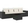 Image de vidaXL - 5-delige - Loungeset - met - kussens - poly - rattan - zwart