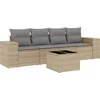 Image de vidaXL - 5-delige - Loungeset - met - kussens - poly - rattan - beige