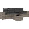 Image de vidaXL - 5-delige - Loungeset - met - kussens - poly - rattan - grijs