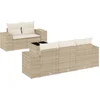 Image de vidaXL - 6-delige - Loungeset - met - kussens - poly - rattan - beige