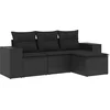 Image de vidaXL - 4-delige - Loungeset - met - kussens - poly - rattan - zwart