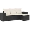 Image de vidaXL - 4-delige - Loungeset - met - kussens - poly - rattan - zwart