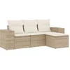 Image de vidaXL - 4-delige - Loungeset - met - kussens - poly - rattan - beige