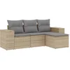 Image de vidaXL - 4-delige - Loungeset - met - kussens - poly - rattan - beige