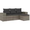 Image de vidaXL - 4-delige - Loungeset - met - kussens - poly - rattan - grijs