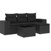 Image de vidaXL - 5-delige - Loungeset - met - kussens - poly - rattan - zwart