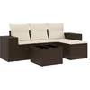 Image de vidaXL - 5-delige - Loungeset - met - kussens - poly - rattan - bruin