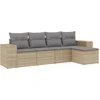 Image de vidaXL - 5-delige - Loungeset - met - kussens - poly - rattan - beige