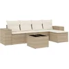 Image de vidaXL - 6-delige - Loungeset - met - kussens - poly - rattan - beige