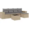 Image de vidaXL - 6-delige - Loungeset - met - kussens - poly - rattan - beige
