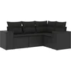Image de vidaXL - 4-delige - Loungeset - met - kussens - poly - rattan - zwart
