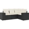 Image de vidaXL - 4-delige - Loungeset - met - kussens - poly - rattan - zwart