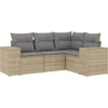 Image de vidaXL - 4-delige - Loungeset - met - kussens - poly - rattan - beige