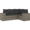 Image de vidaXL - 4-delige - Loungeset - met - kussens - poly - rattan - grijs