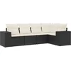 Image de vidaXL - 5-delige - Loungeset - met - kussens - poly - rattan - zwart
