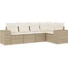 Image de vidaXL - 5-delige - Loungeset - met - kussens - poly - rattan - beige