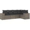 Image de vidaXL - 5-delige - Loungeset - met - kussens - poly - rattan - grijs