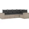 Image de vidaXL - 5-delige - Loungeset - met - kussens - poly - rattan - lichtgrijs