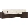 Image de vidaXL - 5-delige - Loungeset - met - kussens - poly - rattan - bruin
