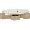 Image de vidaXL - 6-delige - Loungeset - met - kussens - poly - rattan - beige