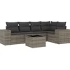 Image de vidaXL - 6-delige - Loungeset - met - kussens - poly - rattan - grijs