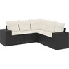 Image de vidaXL - 5-delige - Loungeset - met - kussens - poly - rattan - zwart