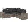 Image de vidaXL - 5-delige - Loungeset - met - kussens - poly - rattan - grijs