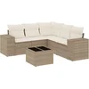 Image de vidaXL - 6-delige - Loungeset - met - kussens - poly - rattan - beige