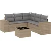 Image de vidaXL - 6-delige - Loungeset - met - kussens - poly - rattan - beige